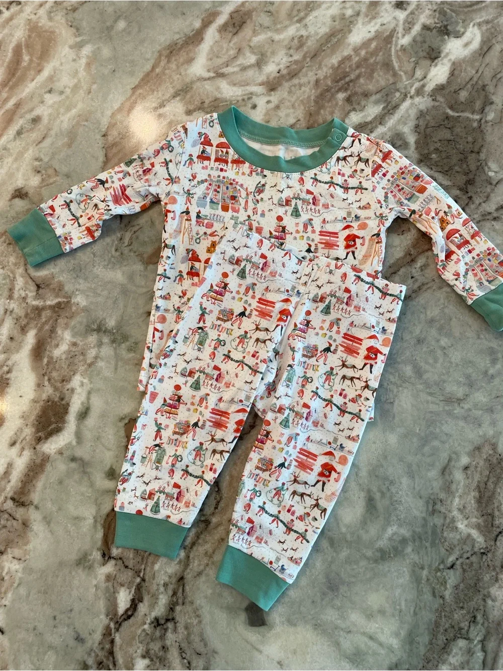 Lake Pima Cotton Holiday Pajama Set Boutique Baby 12 Months Christmas Print